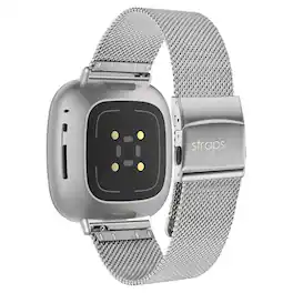 StrapsCo - Pro Mesh Strap Stainless Steel Watch Band For Fitbit Versa 4 (Short-Medium) - Silver