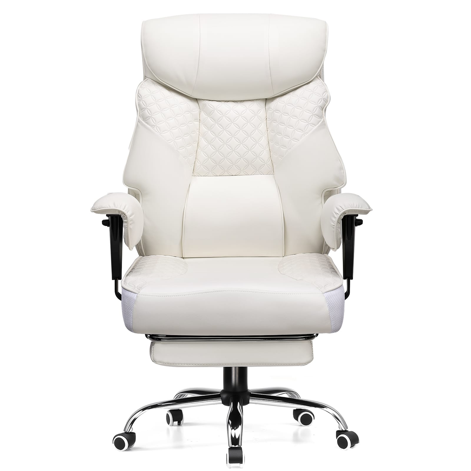 Front. GTPlayer - 400 LBS Wide Ergonomic Gaming Chair with Deluxe Embossing Designed Big and Tall Office Chair,White - White.