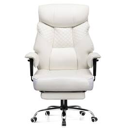GTPlayer - 400 LBS Wide Ergonomic Gaming Chair with Deluxe Embossing Designed Big and Tall Office Chair - White