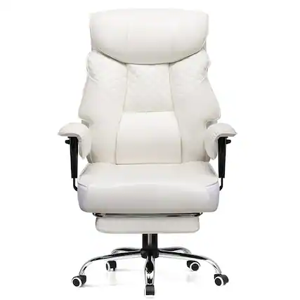 Front. GTPlayer - 400 LBS Wide Ergonomic Gaming Chair with Deluxe Embossing Designed Big and Tall Office Chair,White - White.