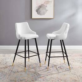 Adorn Performance Velvet Bar Stool Set of 2 by Modway - White