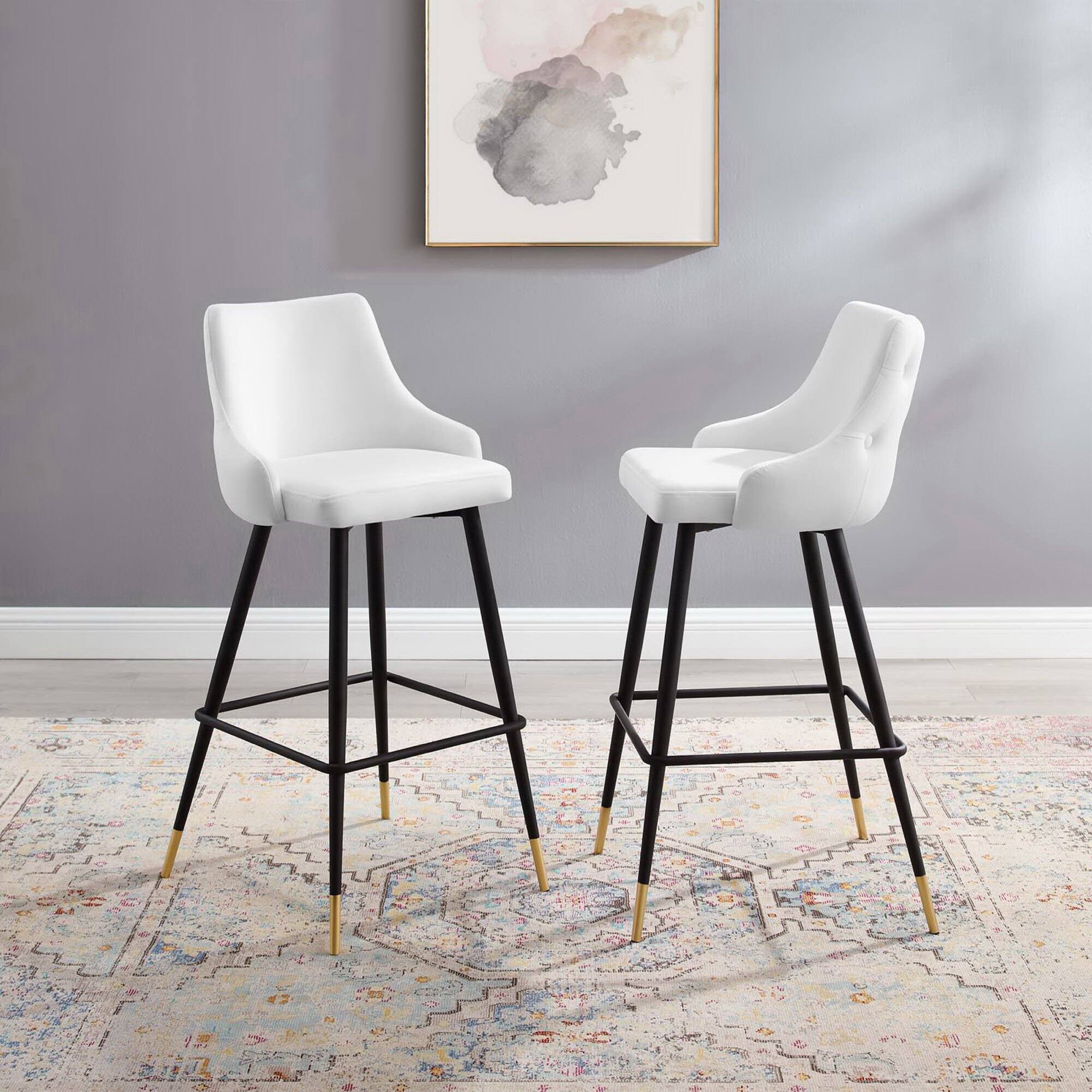 Front. Modway - Adorn Performance Velvet Bar Stool Set of 2 by Modway - White.