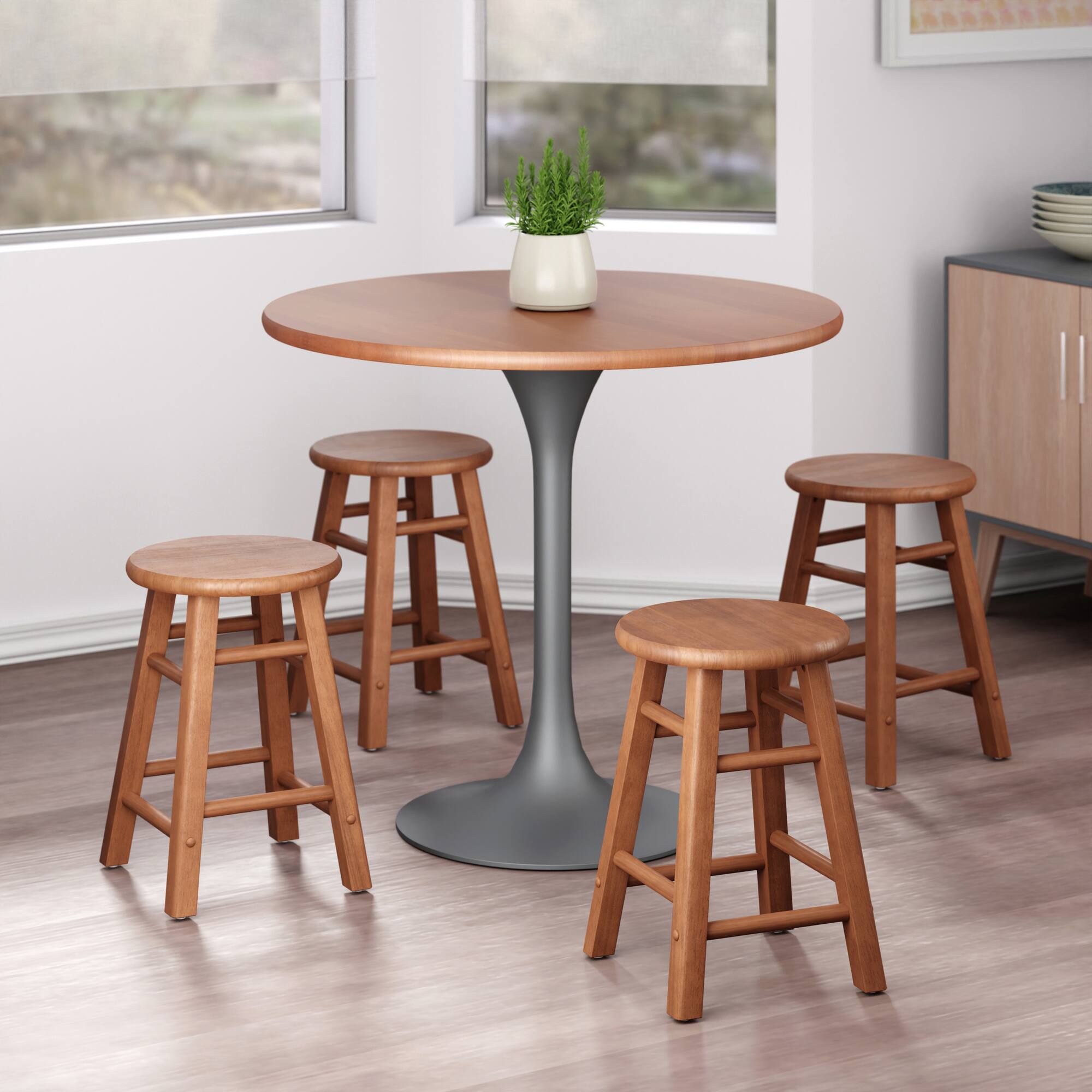 Alt View 8. Winsome Wood - Element 2-Pc Dining Stool Set - Teak.