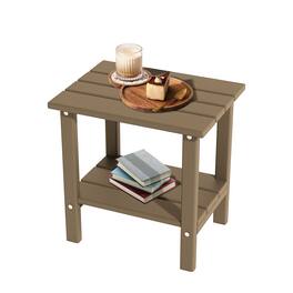 Decksplore - 2-Tier HDPE Adirondack Side Table - Weatherproof Outdoor/Indoor Patio Side Table - Coffe
