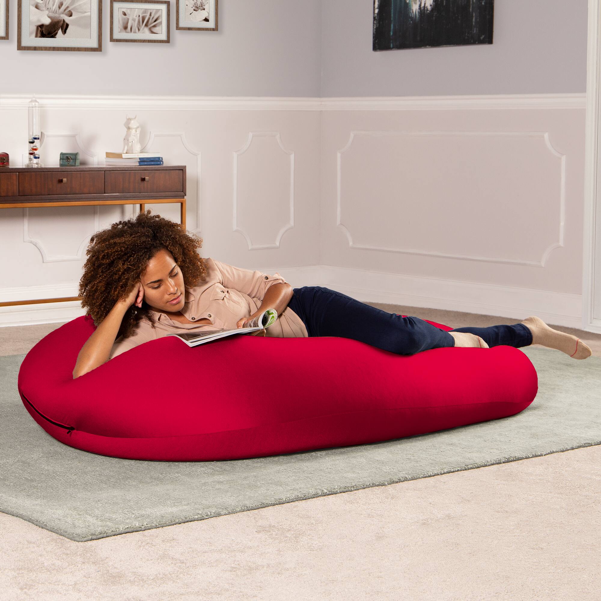 Alt View 1. Jaxx - Nimbus Spandex Bean Bag Chair, Large, Cardinal - Cardinal.