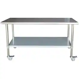 Sportsman Pro-Series - Stainless Steel Work Table with Casters 24 x 72 Inches - Silver