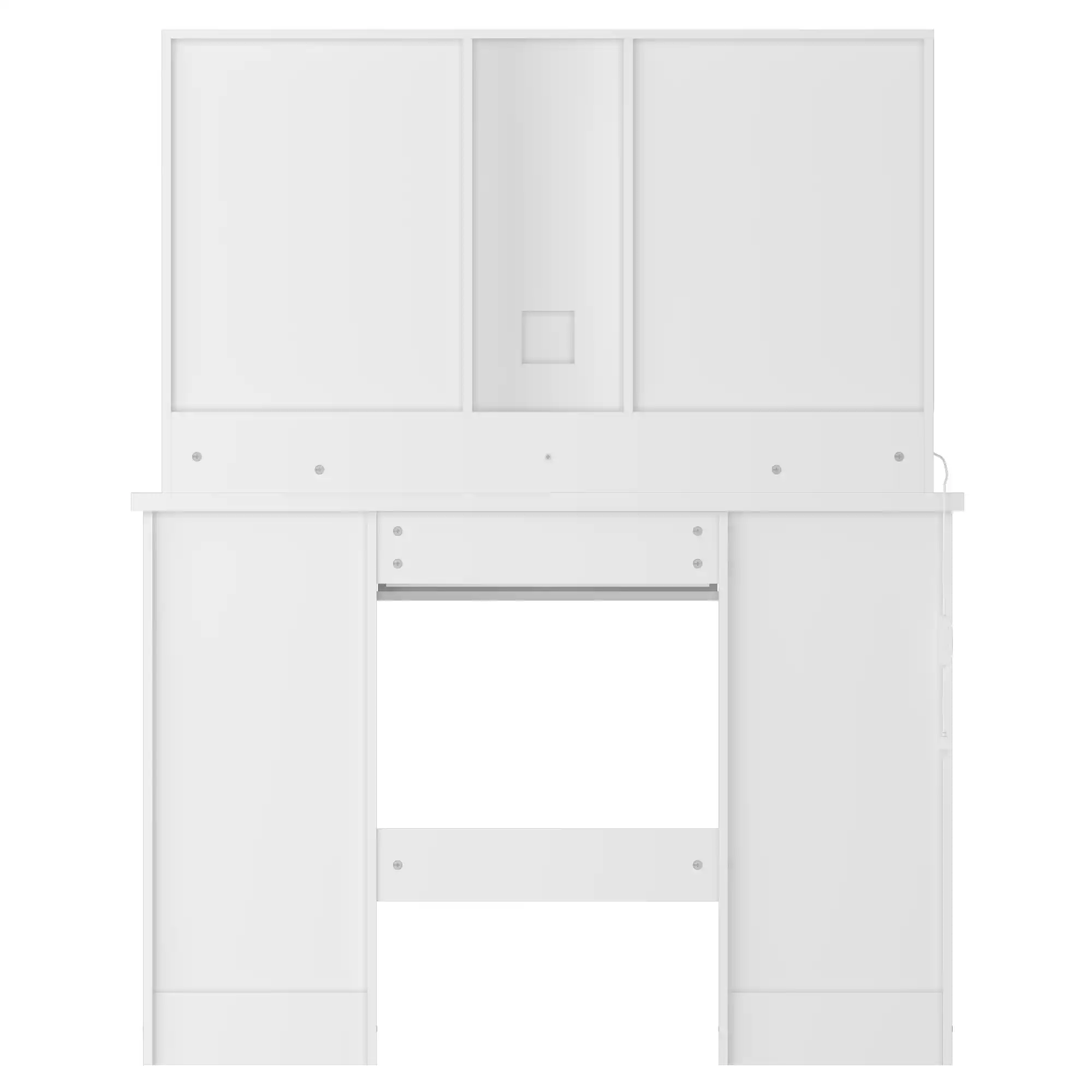 Back. Famapy - Hollywood-Style Vanity Set w/Tri-Light Mirror & Storage 3-Color Dimmable Lights Space-Saving Makeup Desk - White.