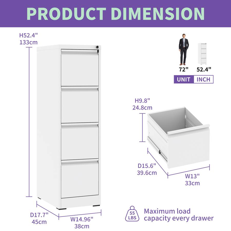 Filing Folder Design Anysun 4 Drawer Anti Tilt Design Steel Vertical File Cabinet with ...