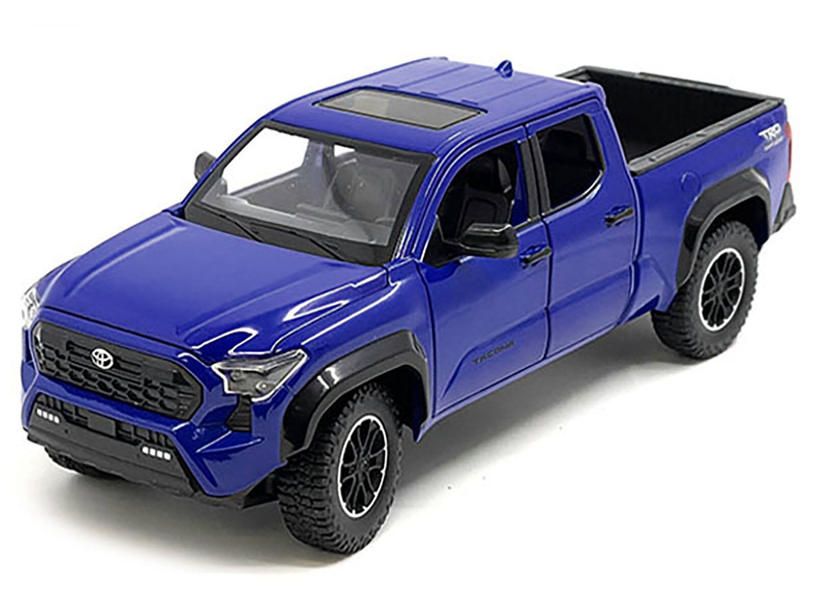Alt View 1. Mijo Exclusives - 2024 Toyota Tacoma TRD Off-Road Edition Pickup Truck Blue Metallic with Bed Camper 1/24 Diecast Model Car.