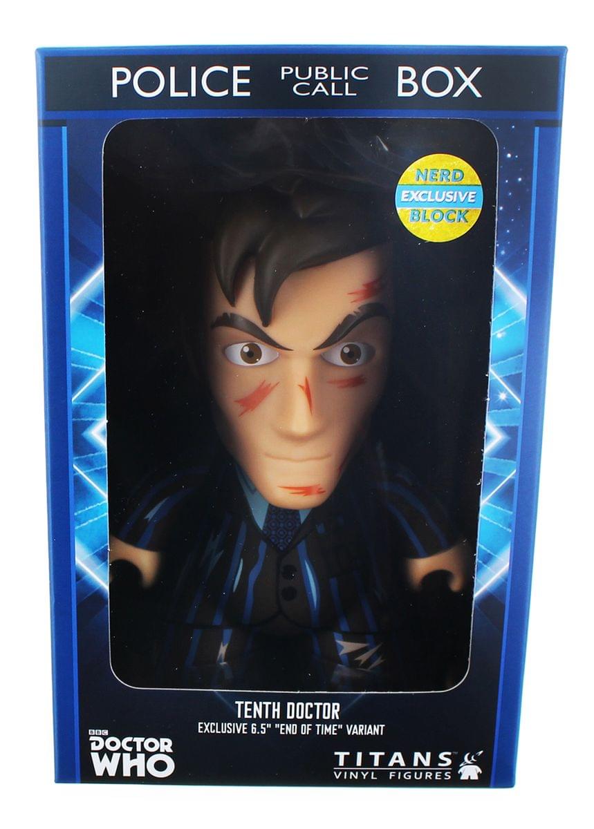 PUBLIC POLICE CALL BOX  
NERD EXCLUSIVE BLOCK  
TENTH DOCTOR  
008 EXCLUSIVE  
6.5" "END OF TIME" VARIANT  
DOCTOR WHO  
TITANS VINYL FIGURES