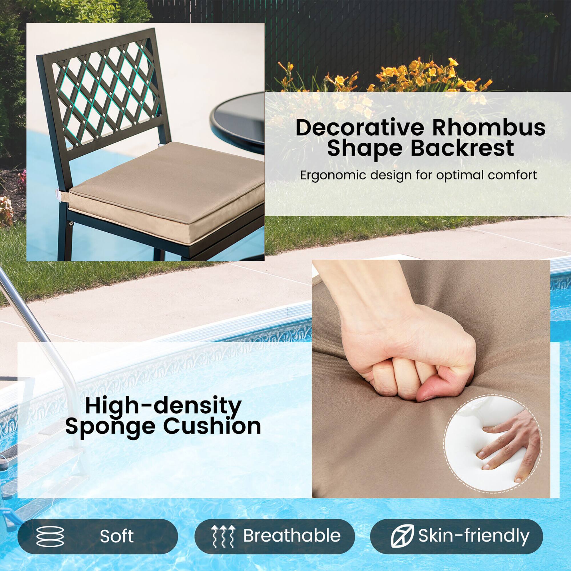 Decorative Rhombus Shape Backrest  
Ergonomic design for optimal comfort  

High-density Sponge Cushion  

Soft  
Breathable  
Skin-friendly