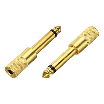 Front. Unique Bargains - 2pcs TS6.35mm M to 3.5mm F Connector Mono Zinc Alloy Gold Adapter for Mics/Guitars/Speakers/pcs Signal Conversion - Gold.