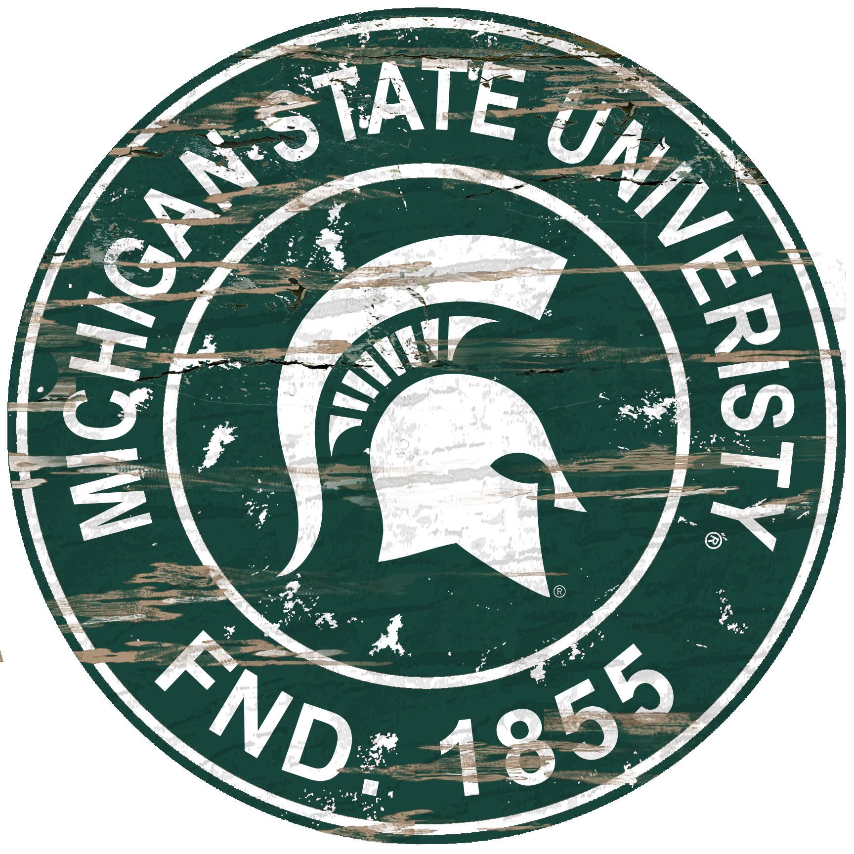 Michigan State Spartans 23.5" Distressed Round Sign