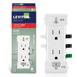 Leviton - Lever Edge 15 Amp Tamper-Resistant Duplex Wall Outlet, E5325-SW - White