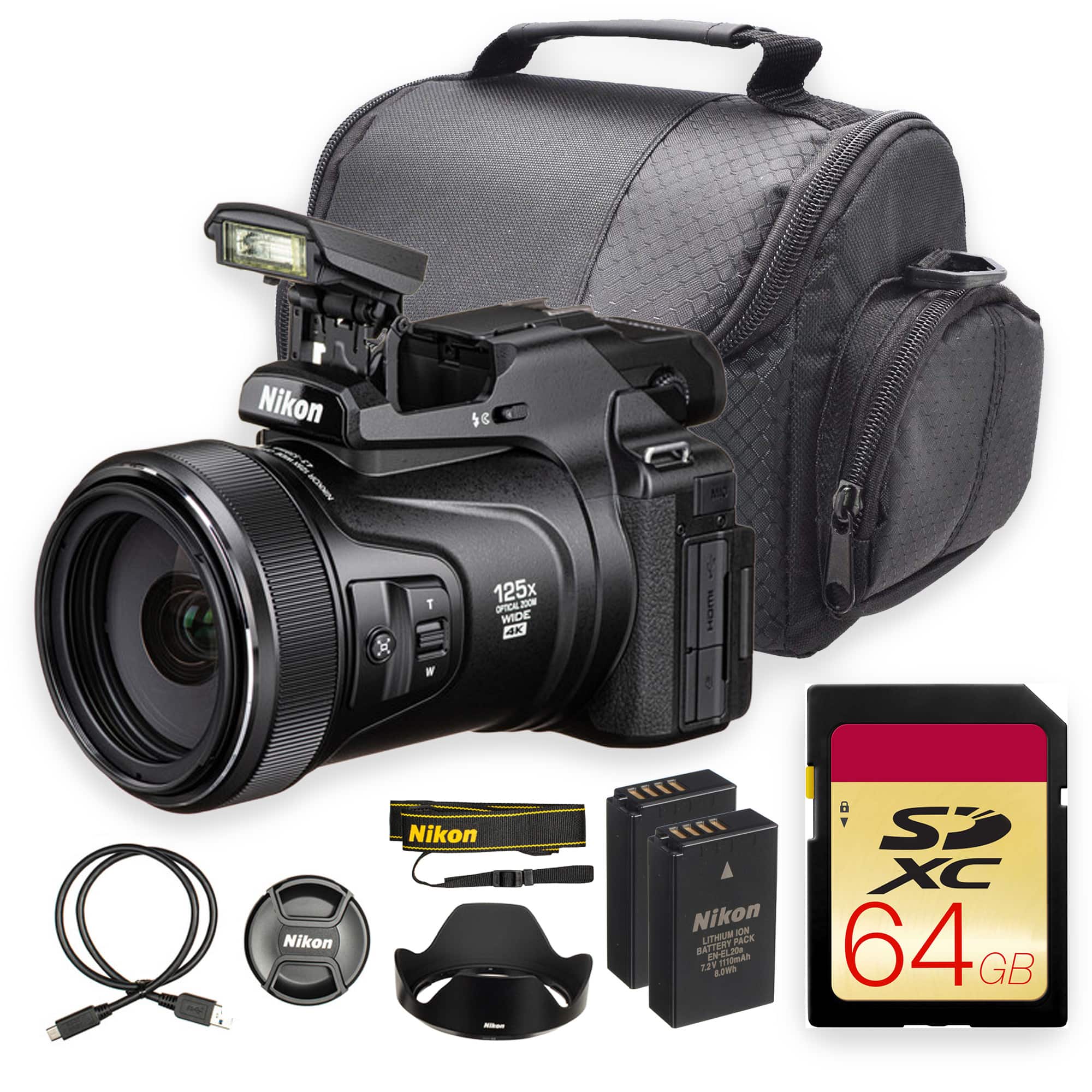 Nikon - COOLPIX P1100 Digital Camera with 125x Optical Zoom NIKKOR Lens (4pc Bundle) price history on PriceWatchPro