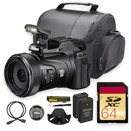 Nikon - COOLPIX P1100 Digital Camera with 125x Optical Zoom NIKKOR Lens (4pc Bundle)