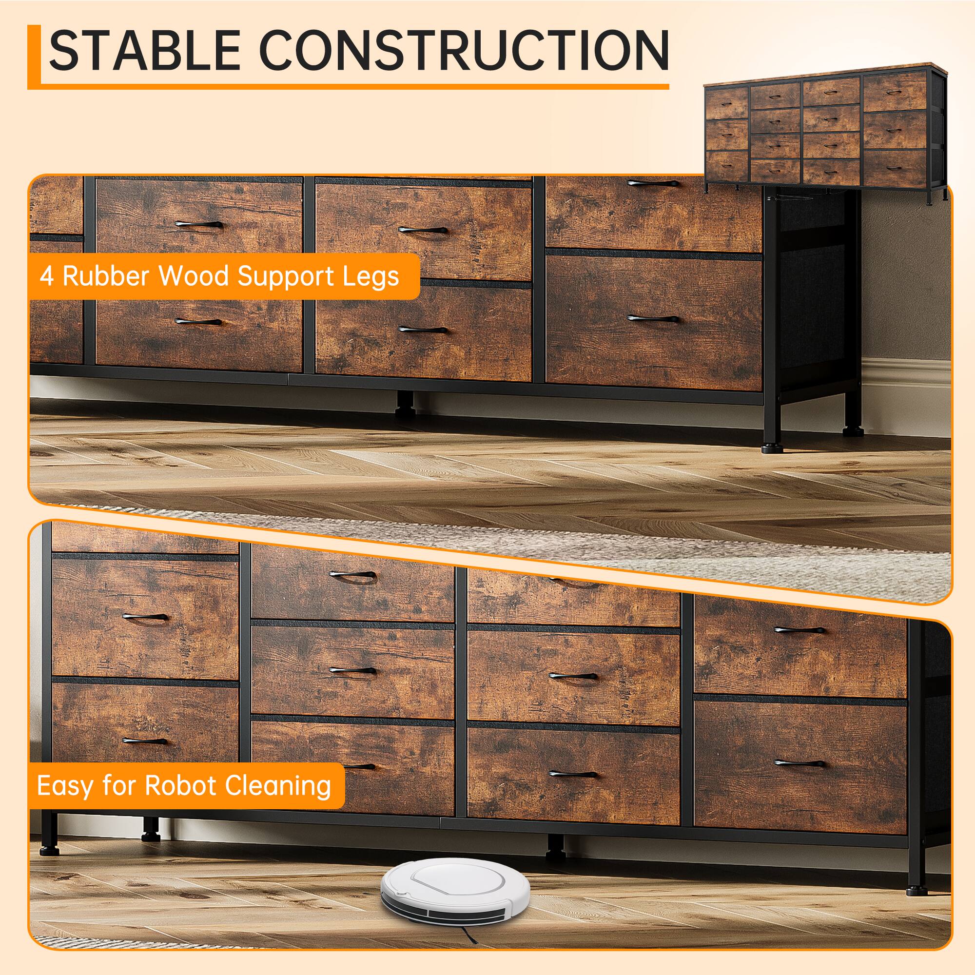 STABLE CONSTRUCTION

4 Rubber Wood Support Legs

Easy for Robot Cleaning