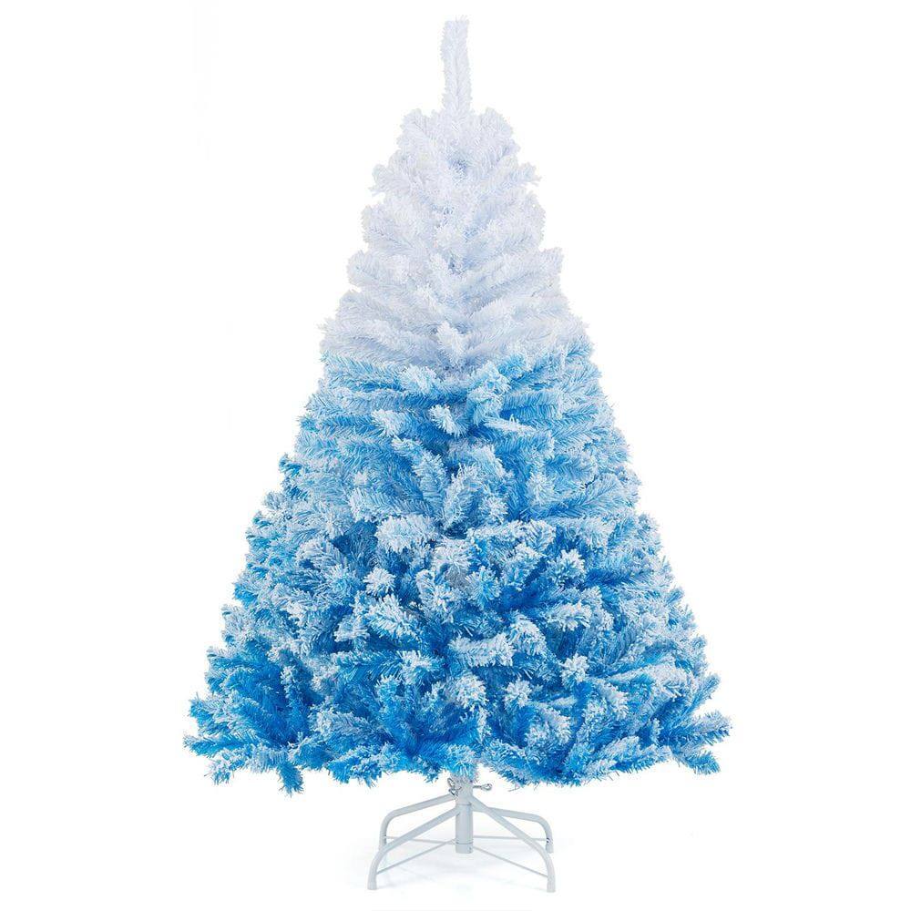 Front. Resenkos - Resenkos 2025 5-Ft Artificial Christmas Tree - 456 Tips & Metal Stand, White/Blue - Blue.