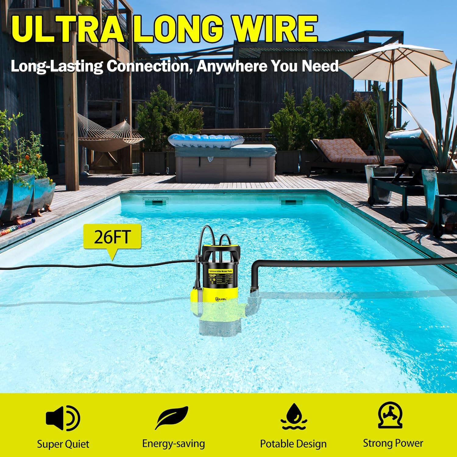 ULTRA LONG WIRE  
Long-Lasting Connection, Anywhere You Need  

26FT  

Super Quiet  
Energy-saving  
Portable Design  
Strong Power