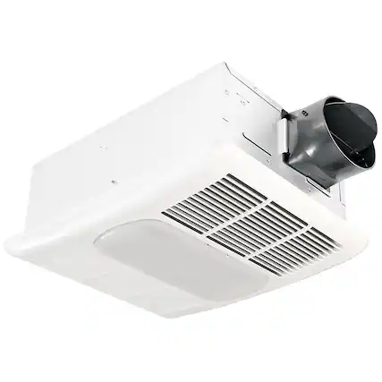 Front. Delta Breez - Delta Breez Radiance Exhaust Bath Fan 80 CFM with Built-In Light & Heater, White - White.