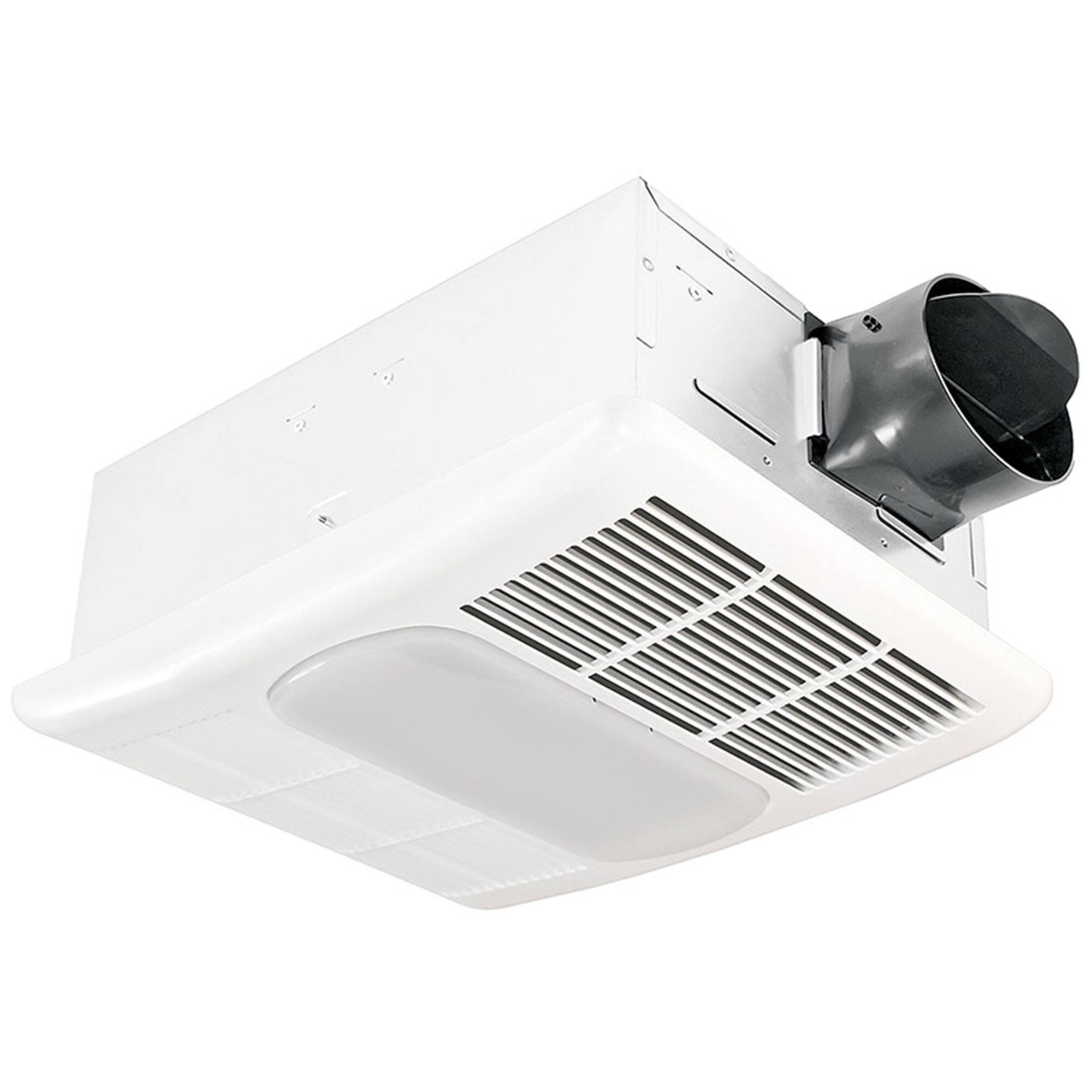 Front. Delta Breez - Delta Breez Radiance Exhaust Bath Fan 80 CFM with Built-In Light & Heater, White - White.