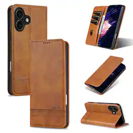 UUCOVER - Wallet Case for Apple iPhone 17,PU Leather Wallet Folio Case with Card Slots Shockproof Kickstand Cover - Yellow