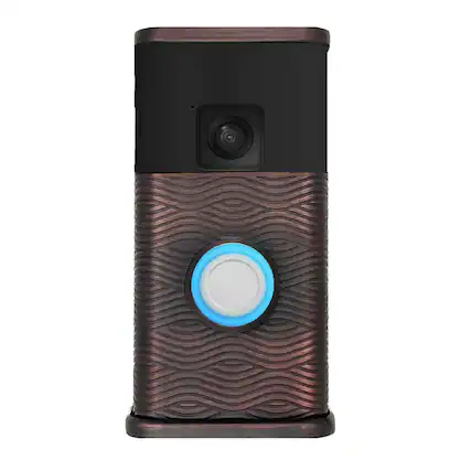 Front. Michael Healy - Waves Video Doorbell Cover (Ring Battery Doorbell 2024 Release) - Oiled Bronze.