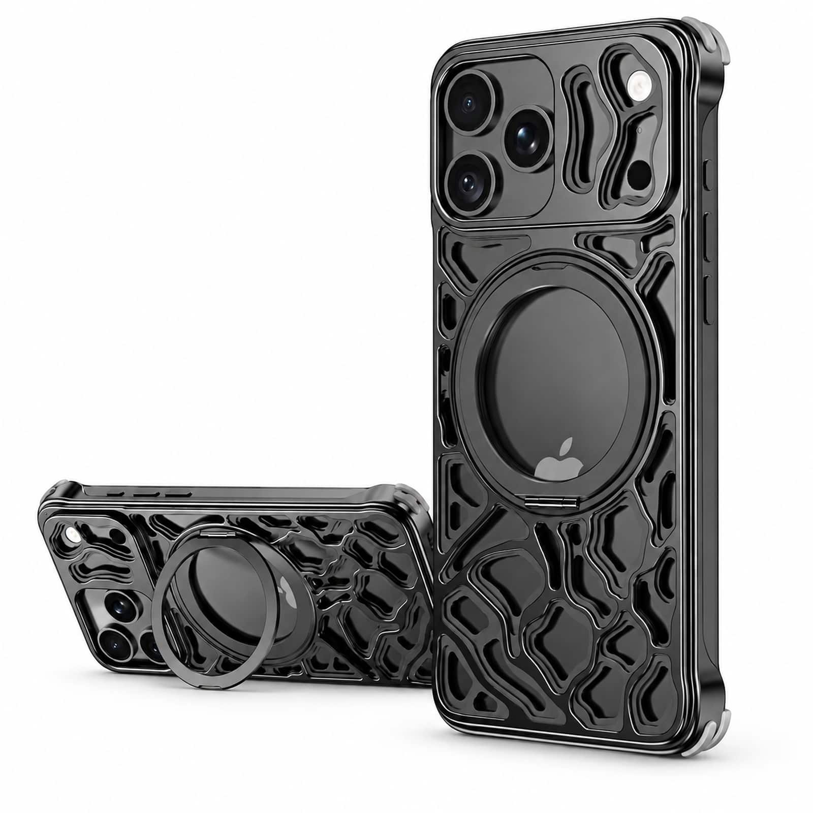 Dteck - For iPhone 18 Pro Magnetic Case 360° Ring Kickstand Shockproof Heat Dissipation Aluminum Metal Cover - Black price history on PriceWatchPro