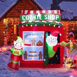 Gymax - 6.3FT Self Inflatable Santa Claus Cookie Shop Christmas Decoration w/ Colorful Lights - Multicolored