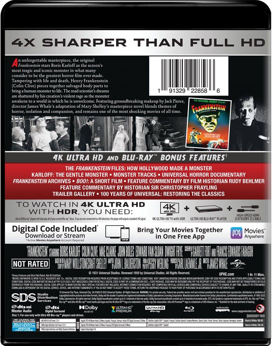 Back. Frankenstein   - 4K Blu-Ray.