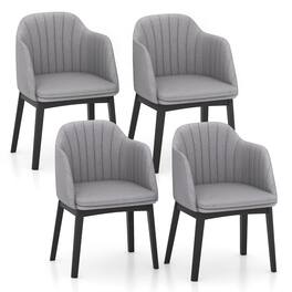 Gymax - 4PCS Modern Dining Chairs Upholstered Velvet Accent Chairs w/ Curved Backrests - Black, Grey
