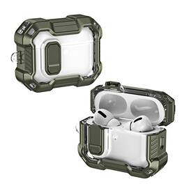 UUCOVER - Rugged Protective Case for Apple AirPods 5 / AirPods 4 with Lock and Carabiner Shockproof PC Clear Cover - Green