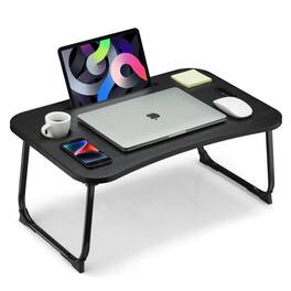 PARKER SLATER - Foldable Lap Desk Laptop Bed Portable Table With Cup Holder Tablet Slot Lifting Handle For Working Writing