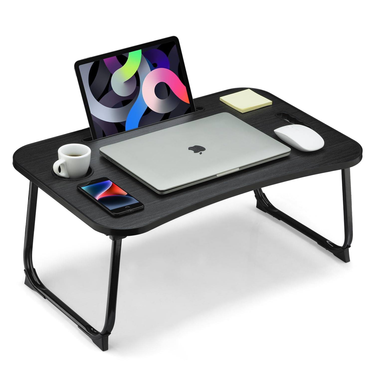 Front. PARKER SLATER - Foldable Lap Desk Laptop Bed Portable Table With Cup Holder Tablet Slot Lifting Handle For Working Writing.