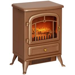 Homcom - 22" Electric Fireplace Heater, Freestanding Fire Place Stove with Realistic LED Flames and Logs - Brown