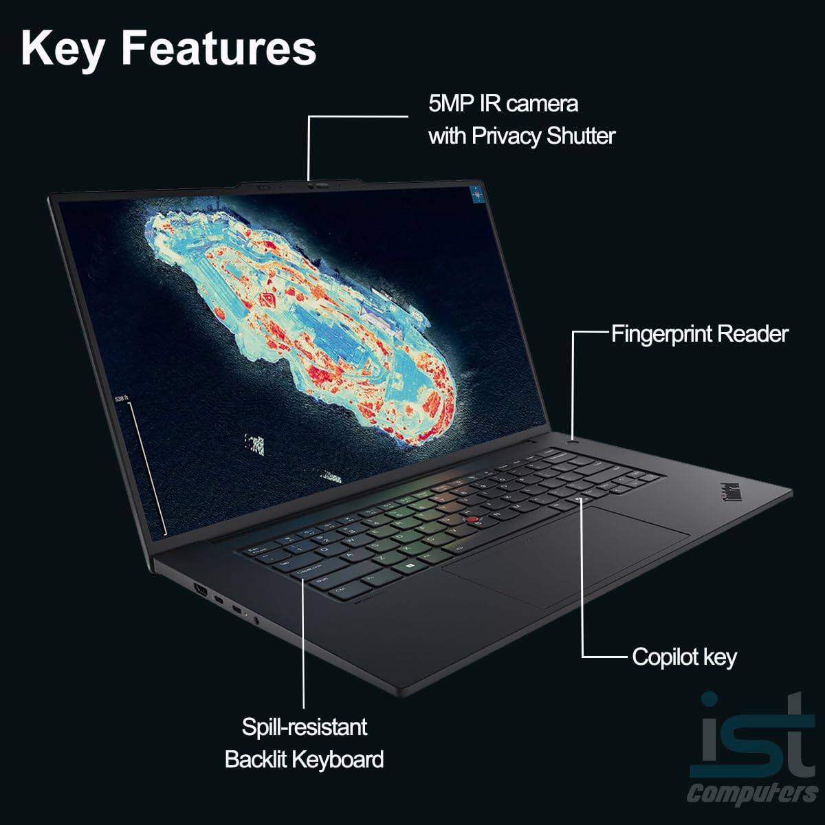Key Features

- 5MP IR camera with Privacy Shutter
- Fingerprint Reader
- Spill-resistant Backlit Keyboard
- Copilot key