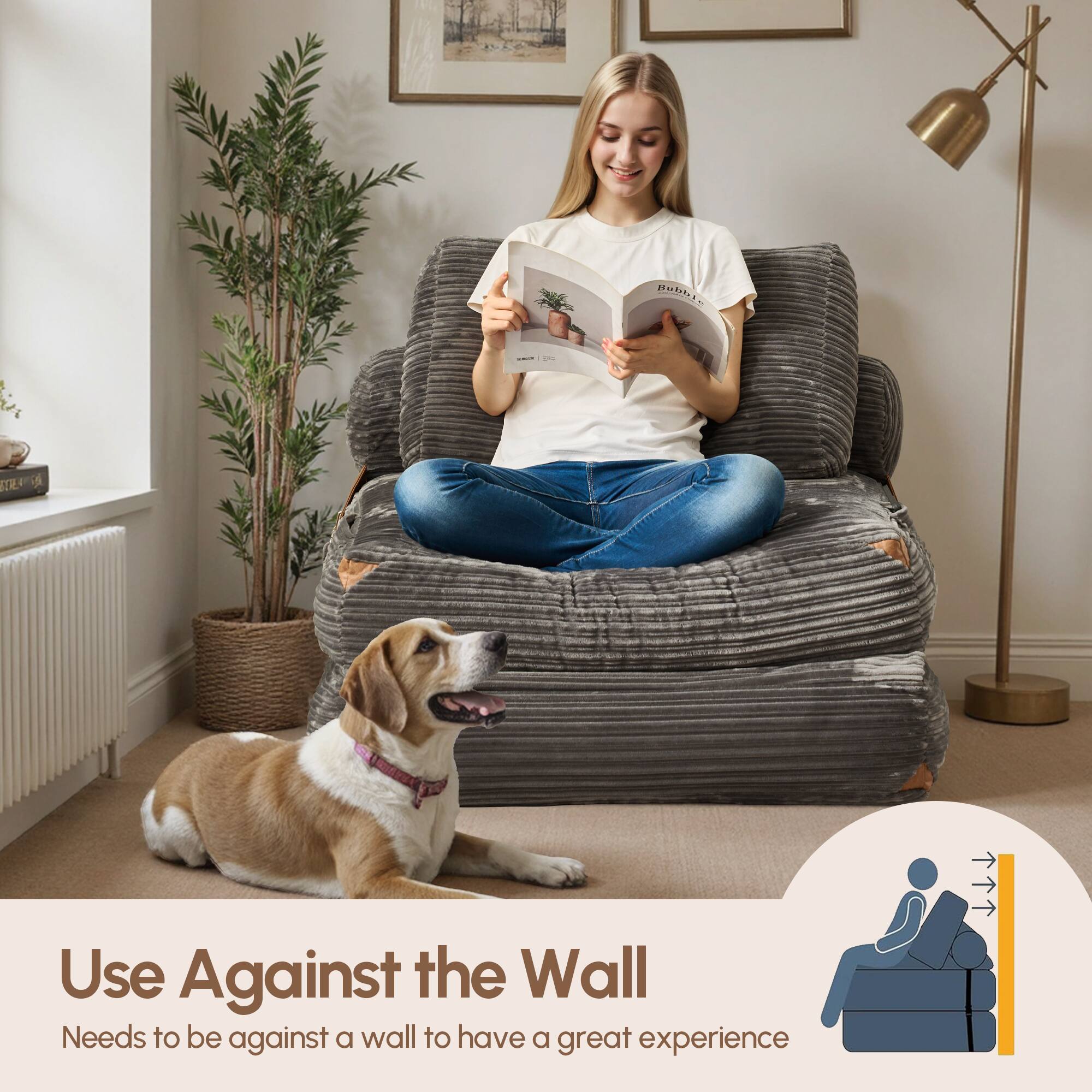 Use Against the Wall  
Needs to be against a wall to have a great experience