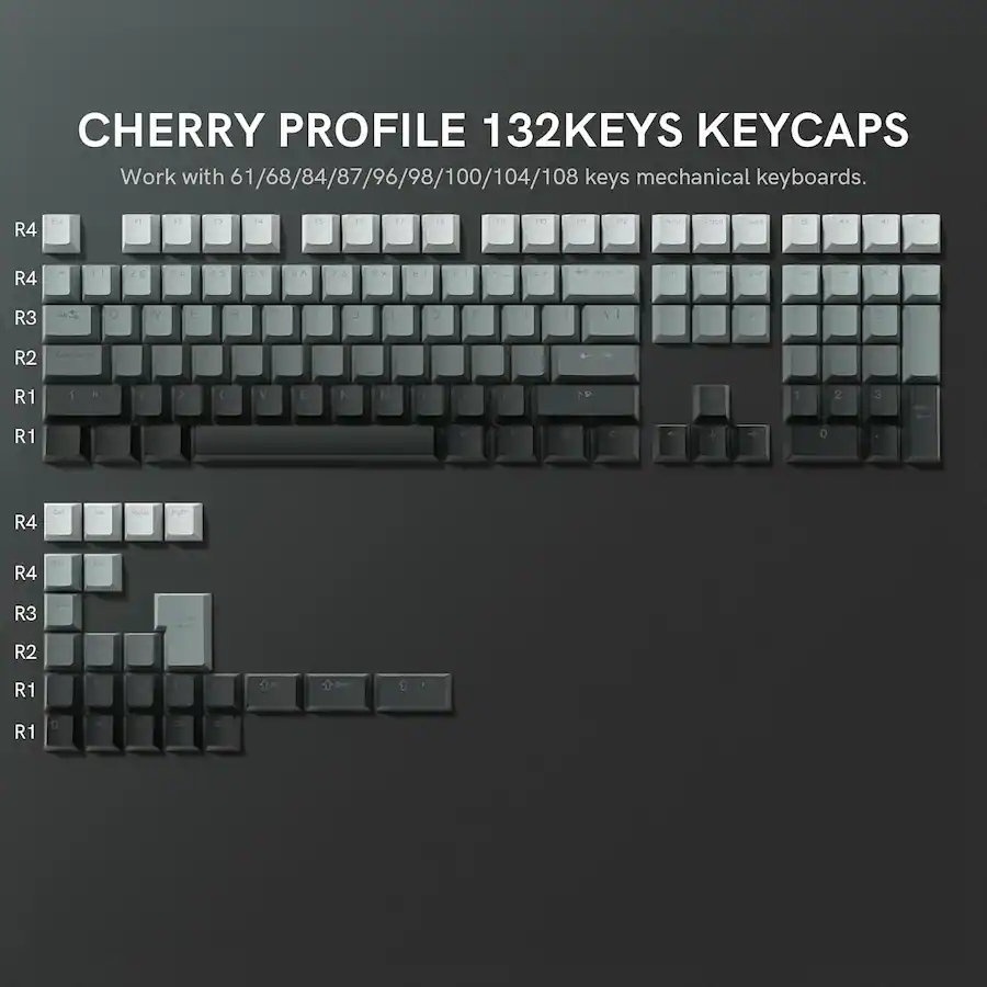 Keyboard R1 R2 R3 R4 Cherry Profile Womier Shine Through PBT Keycaps Set, Cherry Profile Custom Keycaps for ...