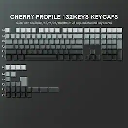 Womier - Shine Through PBT Keycaps Set, Cherry Profile Custom Keycaps for Cherry Gateron MX Switches Mechanical Keyboard - Grey-132 Keys