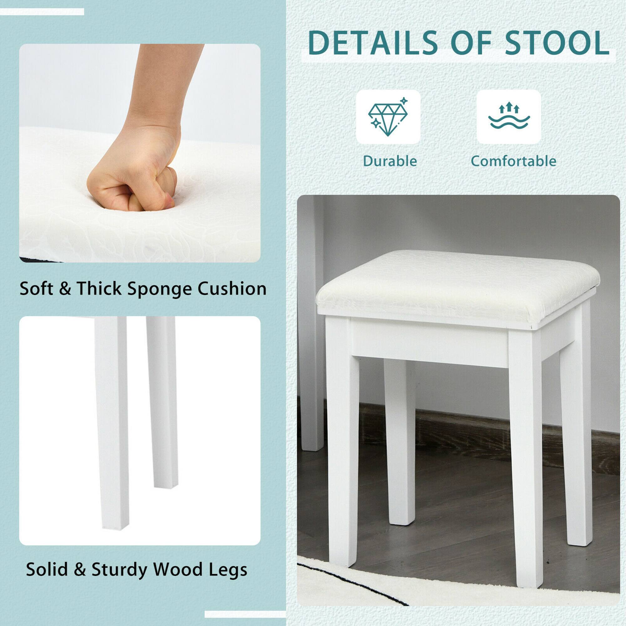 DETAILS OF STOOL

- Durable
- Comfortable

Soft & Thick Sponge Cushion

Solid & Sturdy Wood Legs