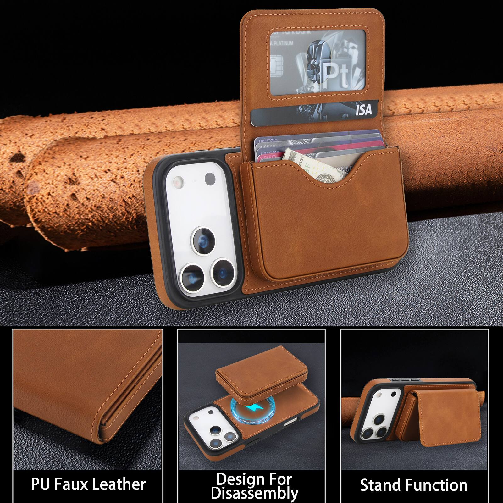 PLATINUM Pt ISA 0832  
En W SA PU Faux Leather Design For Disassembly Stand Function