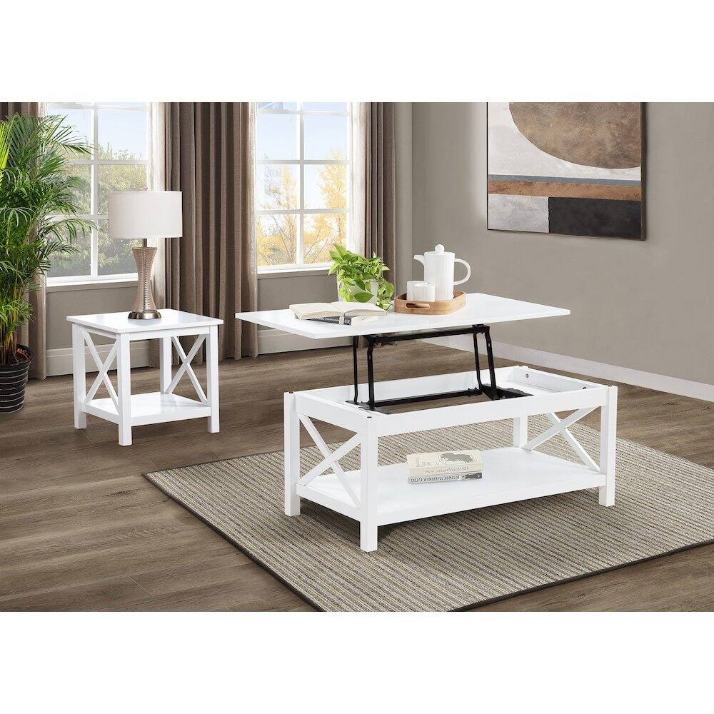 Alt View 6. Coaster Co. of America - Skyview 44-inch Rectangular Lift Top Coffee Table White - White.