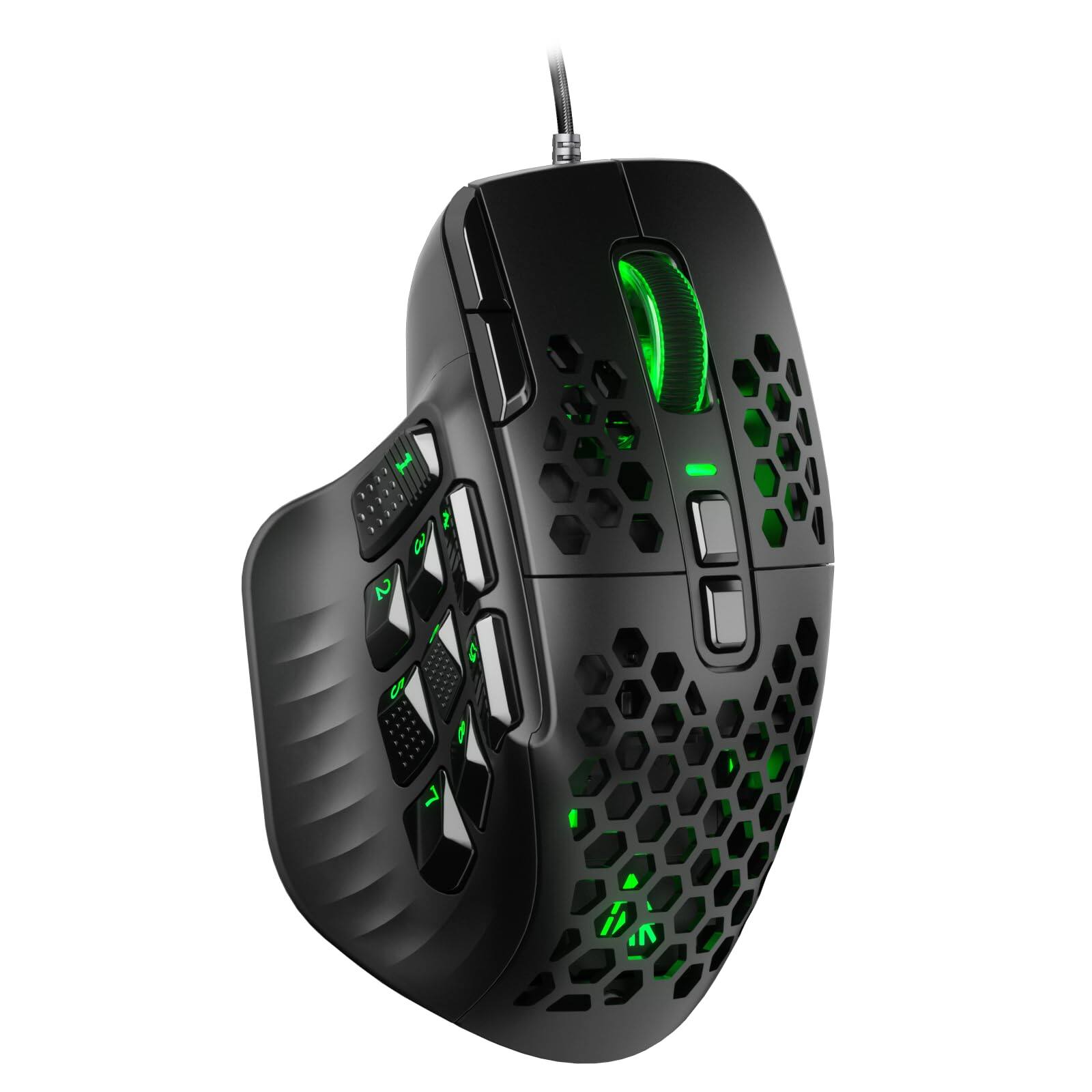 Front. PO3TICJUNKI3 - Sm809 Pro Gaming Mouse With Side Buttons Rgb For Gamer Macros Mmo - black.