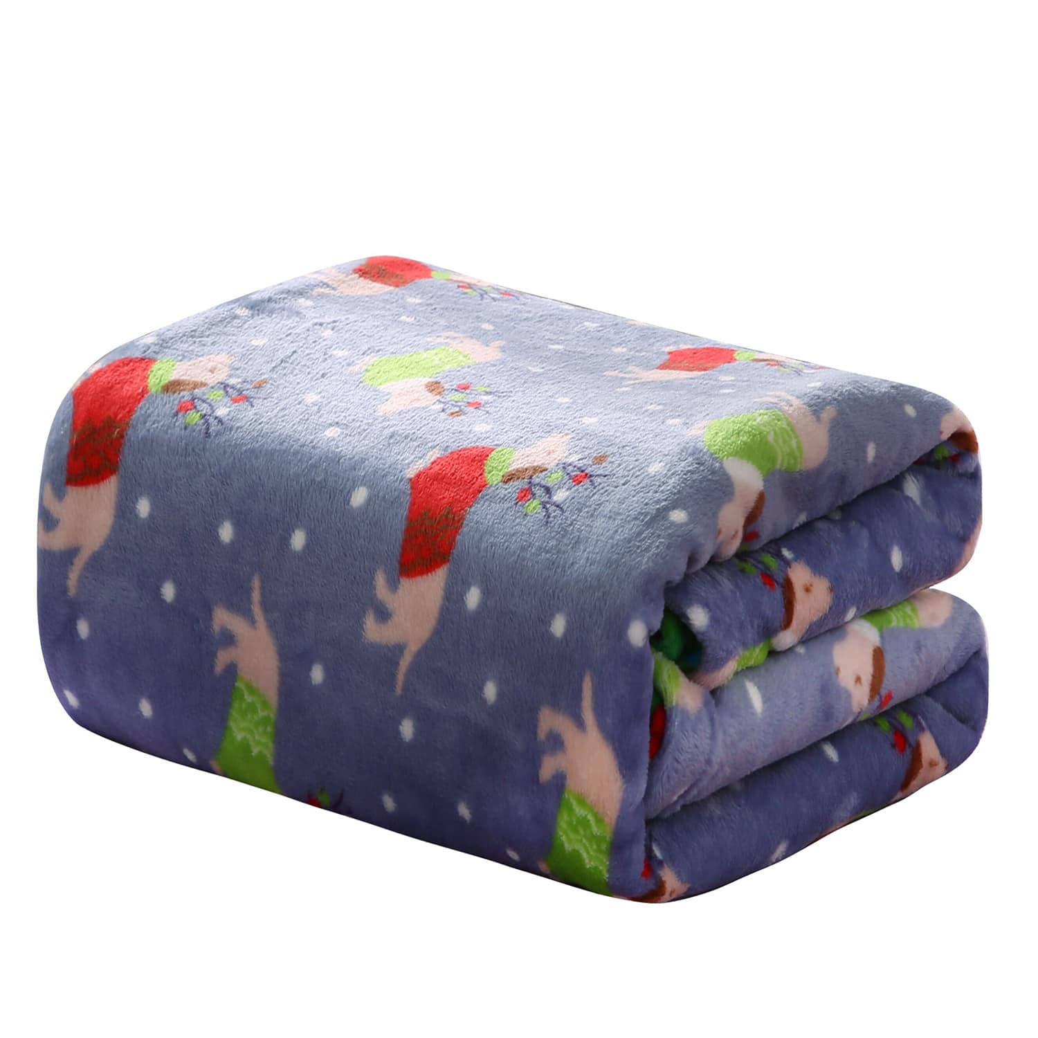 Noble House - Plazatex Holiday Dogs In Sweaters Design Micro Plush Throw Blanket - 50x60", Multicolor - Multi