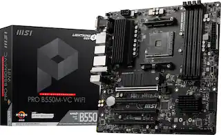 The text on the image reads: "IIST LIGHTNING GEN 4 B550M-VC WIFI PRO AMD MOTHERBOARD".