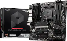 MSI PRO B550M-VC WIFI
AMD Ryzen 5000 Desktop Ready
Socket AM4
PCIe 4.0 Ready (Graphics and NVMe only)
AMD CrossFire Technology