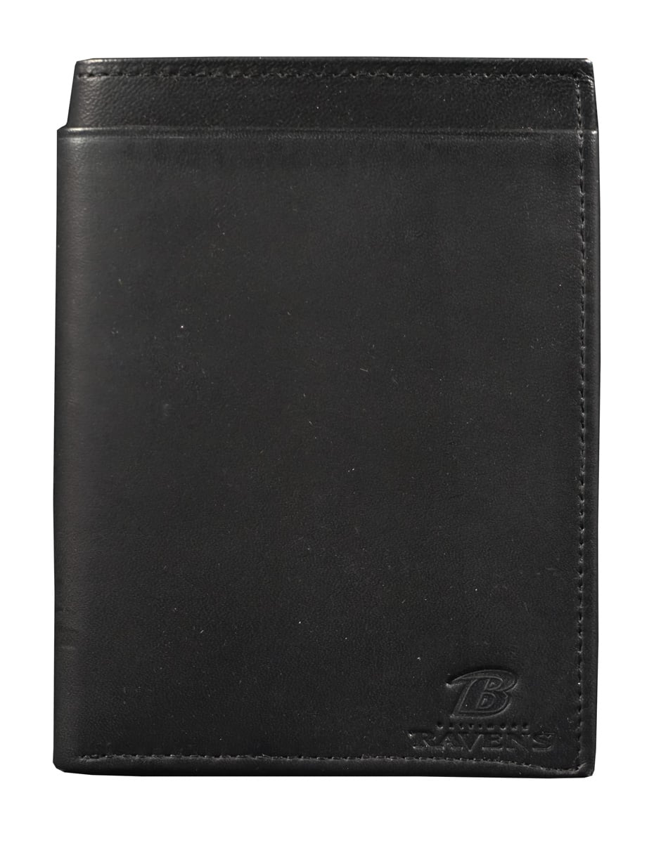 Rico Industries - Baltimore Football Ravens - Black Leather Traveling Bilfold Wallet w/ RFID Blocking- 14 total slots/pockets - Multi