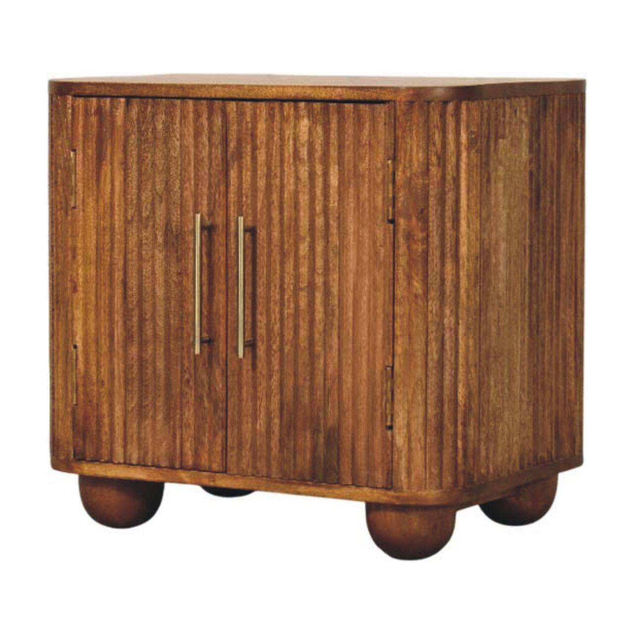Left. Artisan Furniture - Artisan Furniture Solid Wood Solis Fluted Mini Sideboard - Brown.