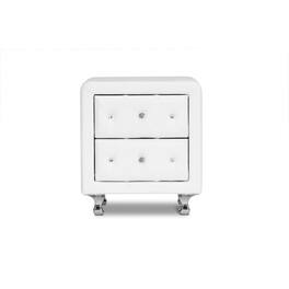 Baxton Studio - Stella Crystal Tufted Upholstered Modern Nightstand - White