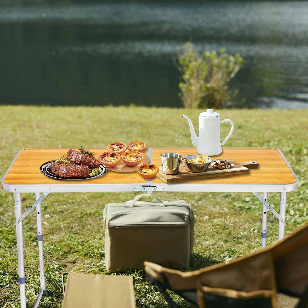 Alt View 10. Resenkos - Resenkos Portable Multi-Use Folding Table 4Ft - Wood Grain Design, Versatile Tabletop For Home, Wood Grain Color - Wood Grain Color.